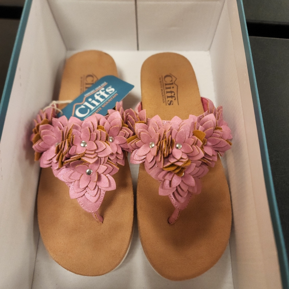 Cliffs by White Mountain Terris Pink Flatform Thong Sandals NWB